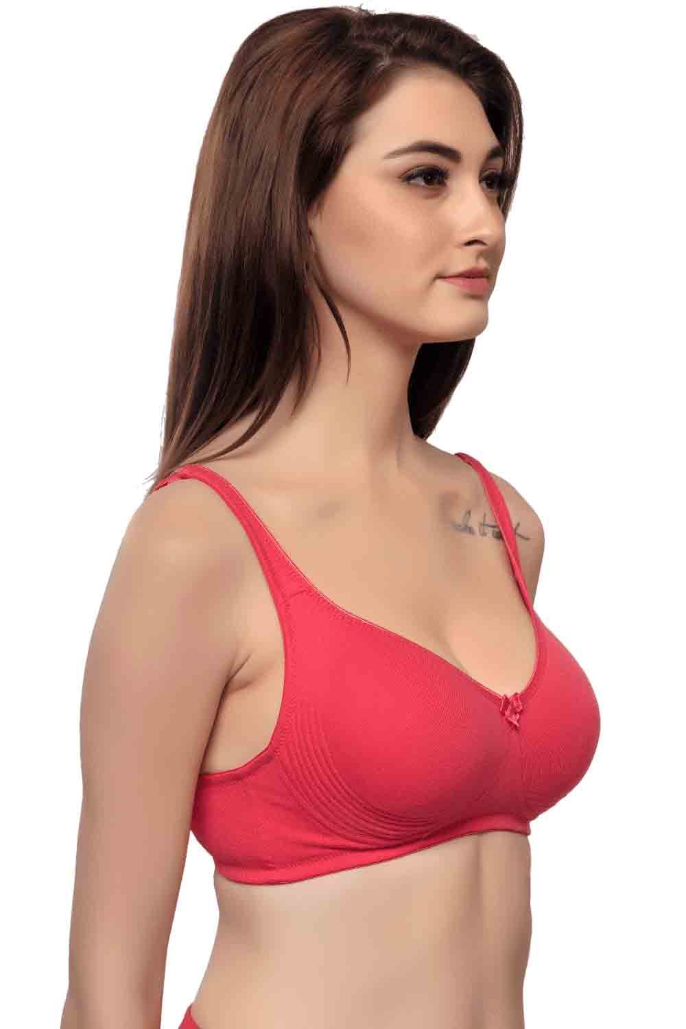 Organic Cotton Antimicrobial Seamless Side Support Bra-ISB057-Brightpink-