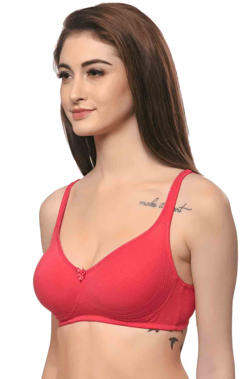 Organic Cotton Antimicrobial Seamless Side Support Bra-ISB057-Brightpink-