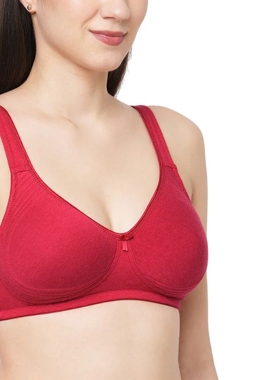 Organic Cotton Antimicrobial Seamless Side Support Bra-ISB057-Maroon-