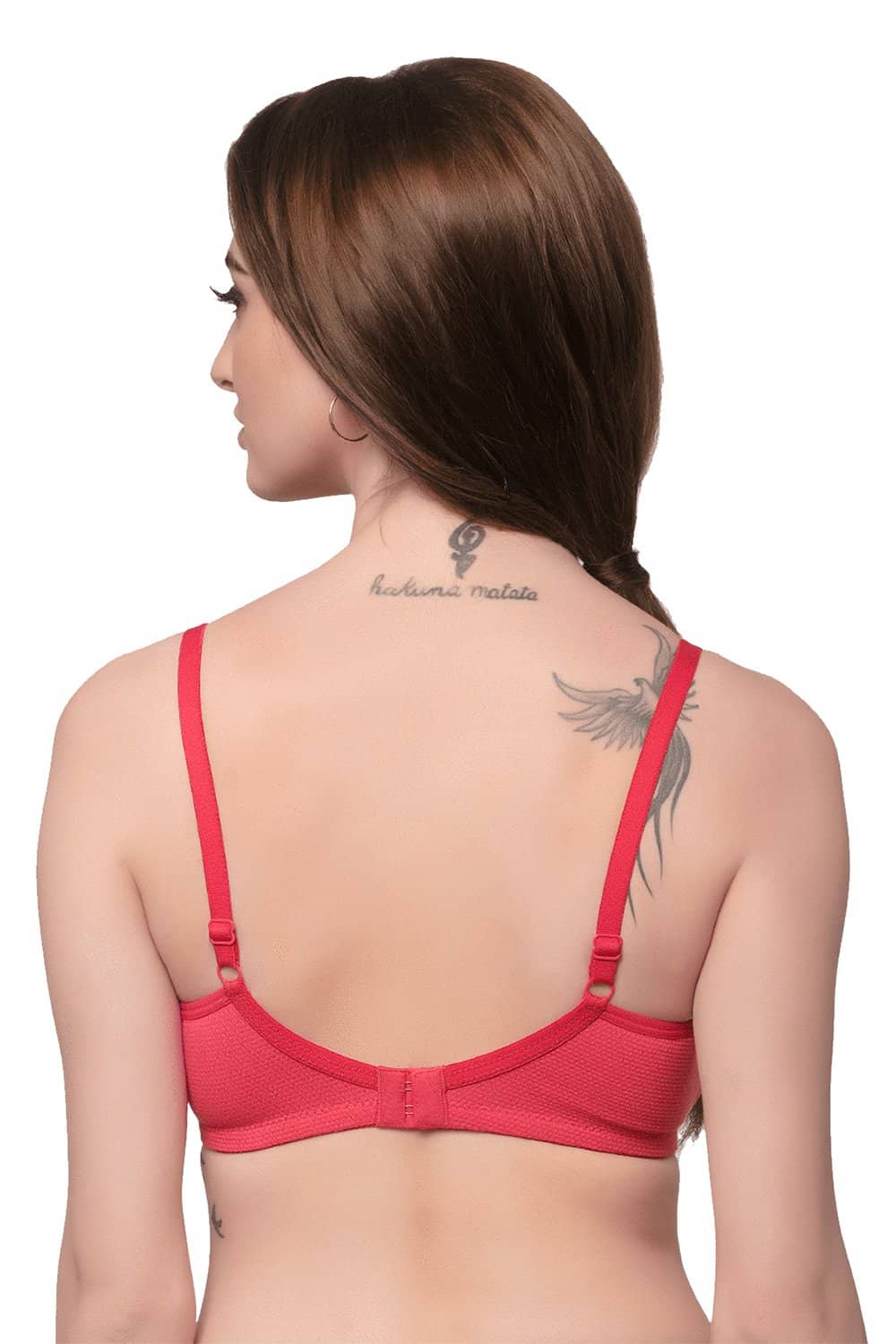 Organic Cotton Antimicrobial Lace touch T-shirt Bra-ISB042-Bright Pink-