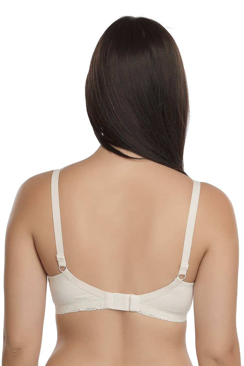 Organic Seamless Laced Bra-ISB054-Milky White-