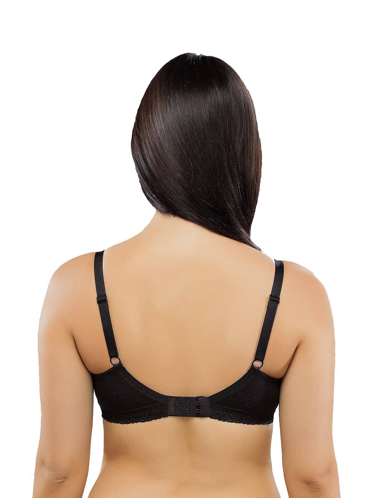 Organic Seamless Laced Bra-ISB054-Black-