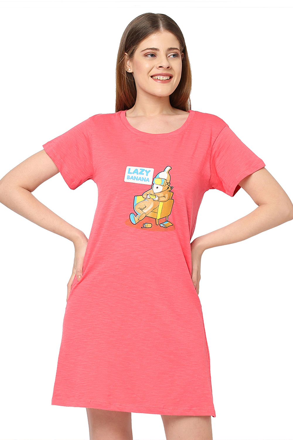 Organic Cotton Sleep Tee-ISL016-Bright pink