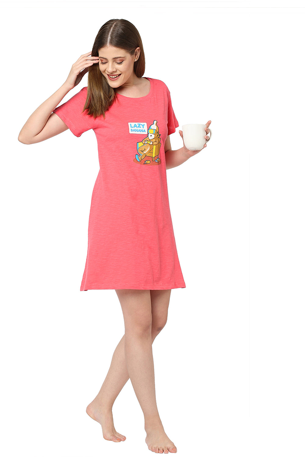 Organic Cotton Sleep Tee-ISL016-Bright pink