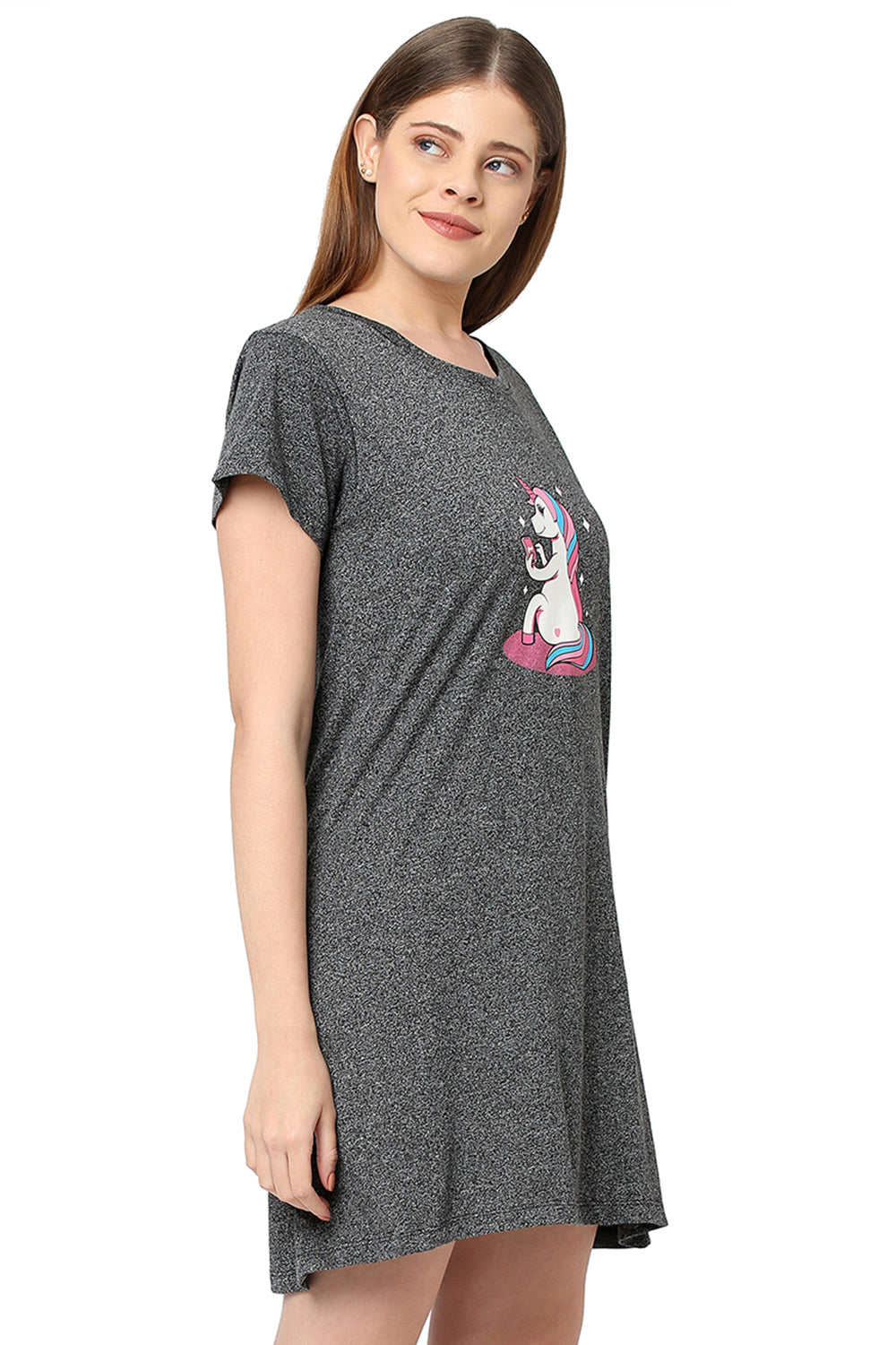 Organic Cotton Sleep Tee-ISL015-Deep grey melange