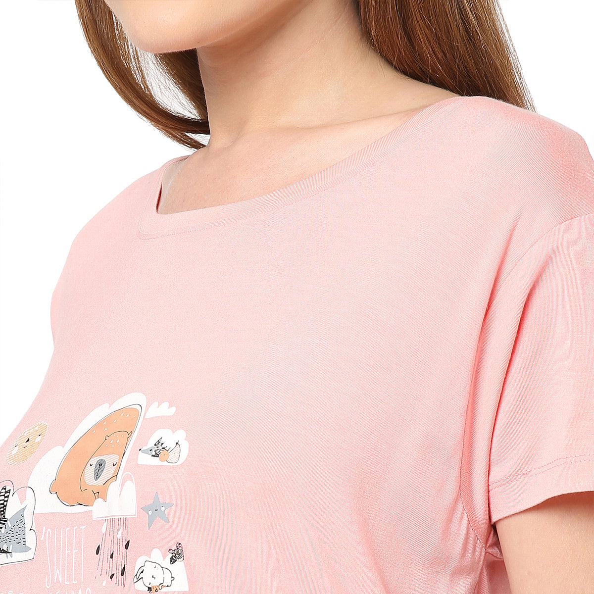 Modal Sleep Tee-ISL020-Peach
