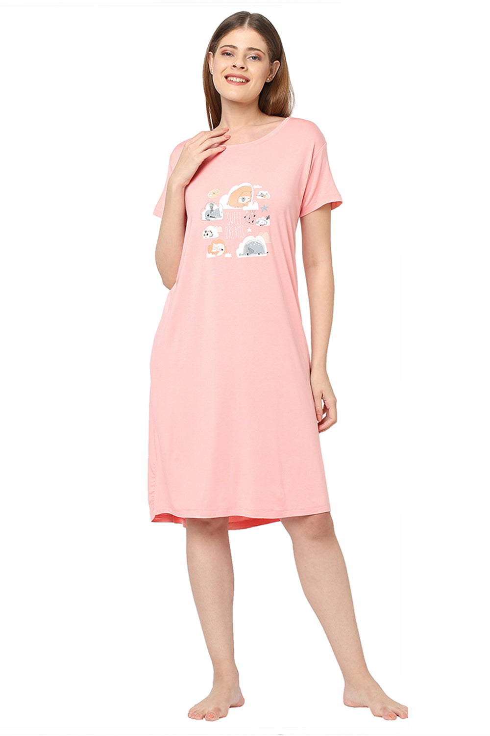 Modal Sleep Tee-ISL020-Peach