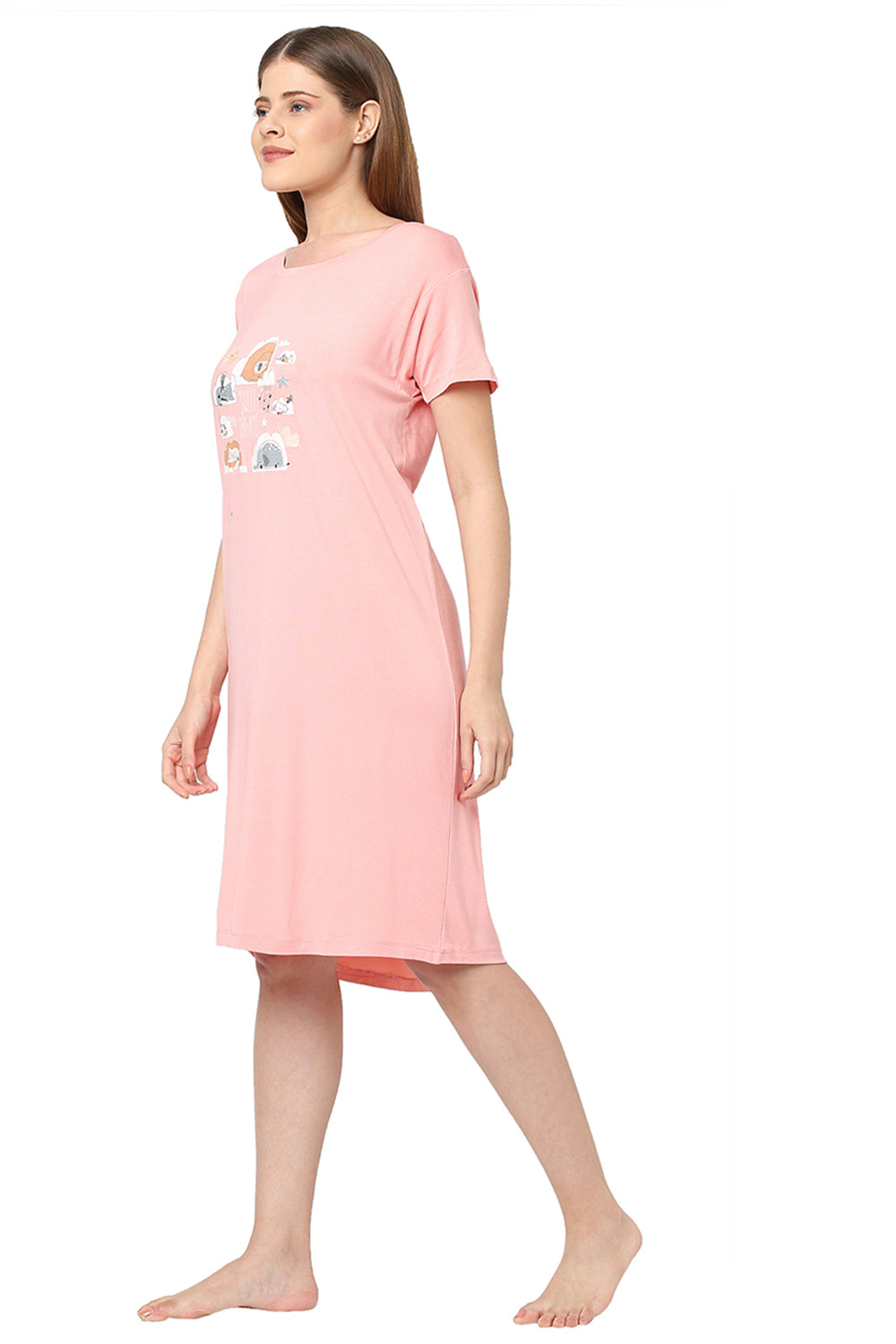 Modal Sleep Tee-ISL020-Peach