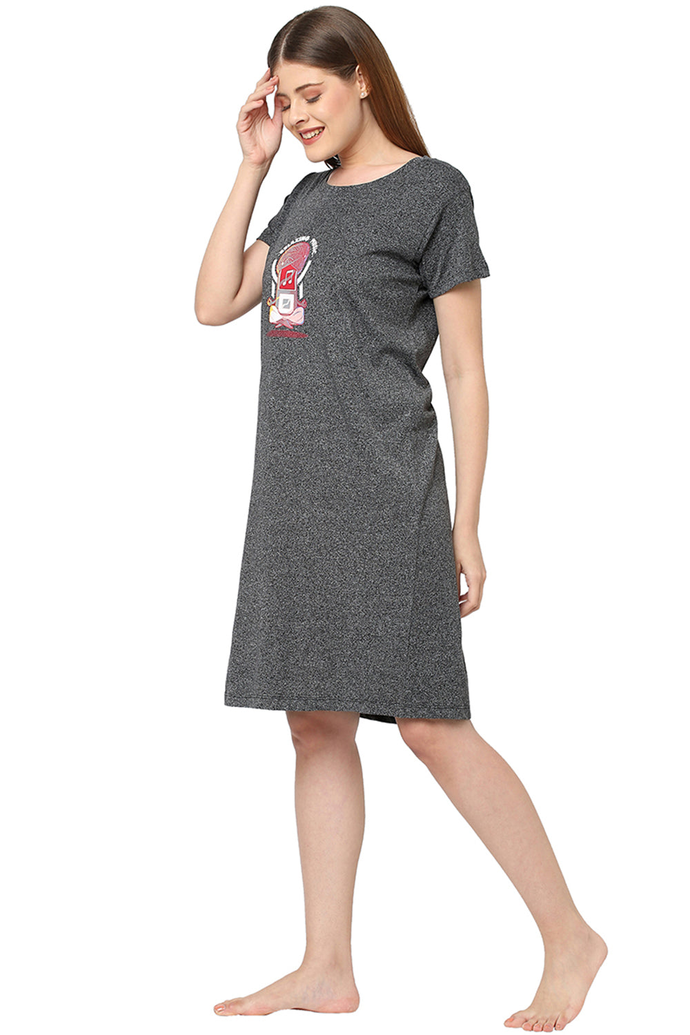 Organic Cotton Sleep Tee-ISL018-Deep grey melange