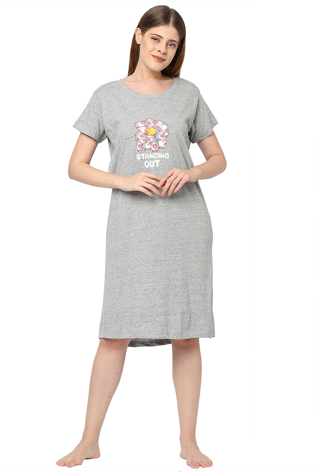 Organic Cotton Sleep Tee-ISL019-Light grey