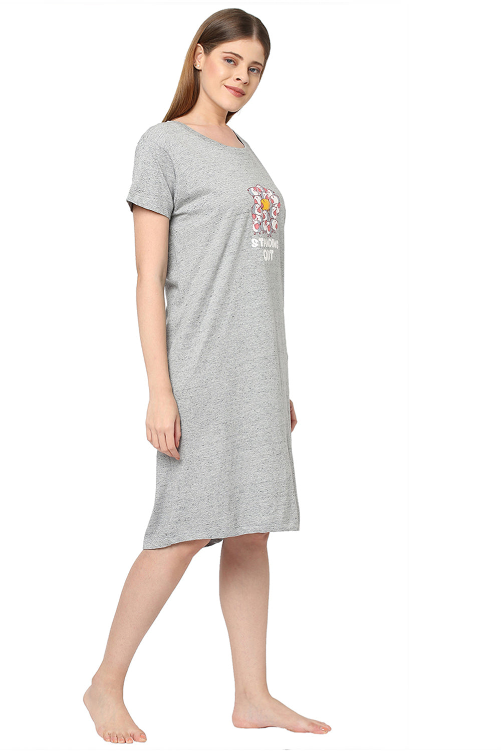 Organic Cotton Sleep Tee-ISL019-Light grey