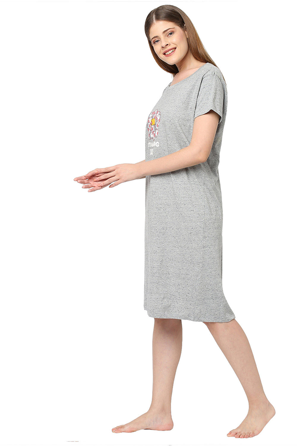 Organic Cotton Sleep Tee-ISL019-Light grey