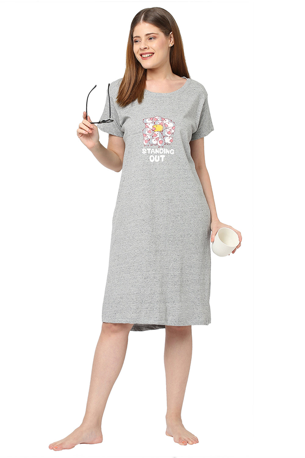 Organic Cotton Sleep Tee-ISL019-Light grey