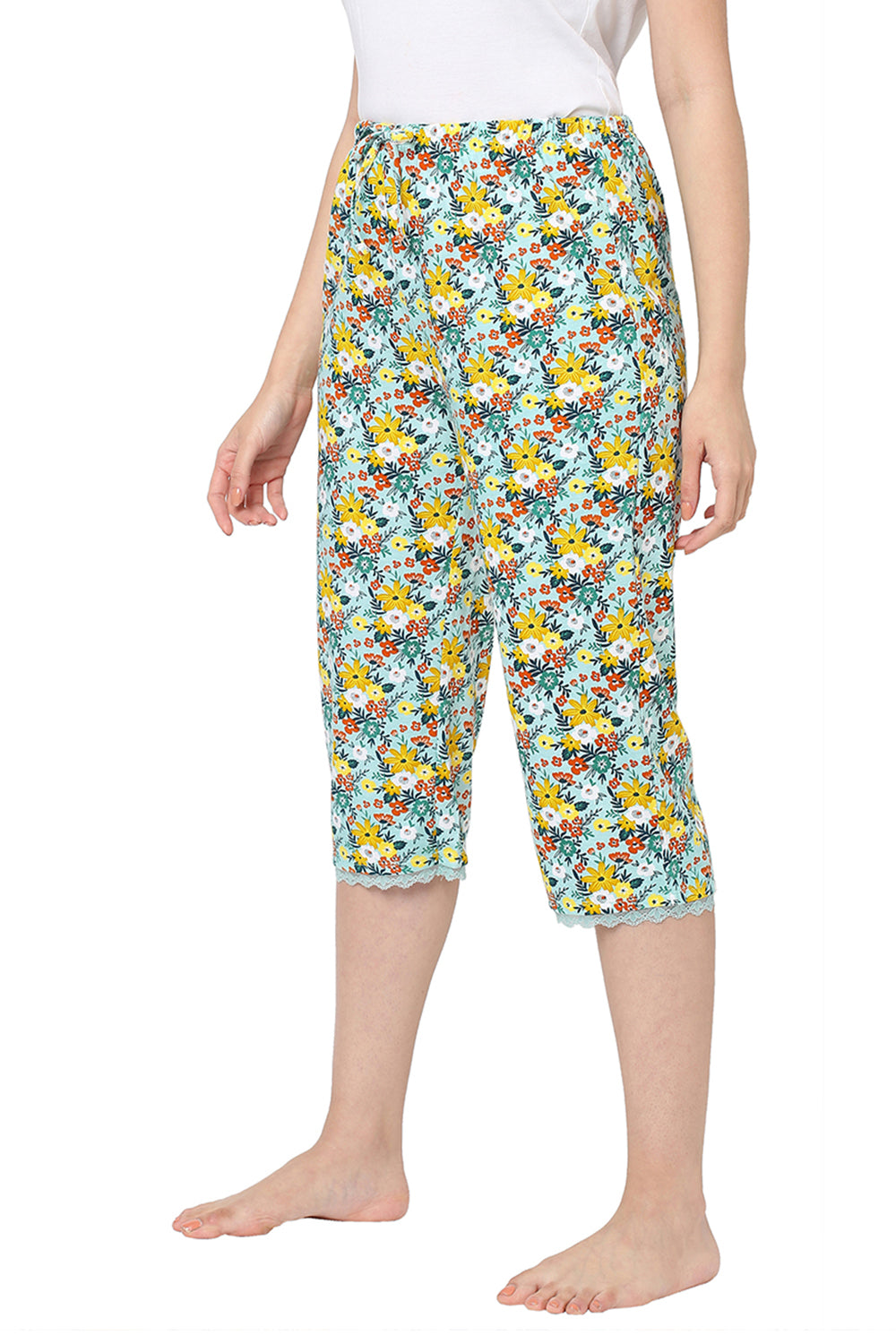 Organic Cotton Capri -ISL012-Blue Daisy