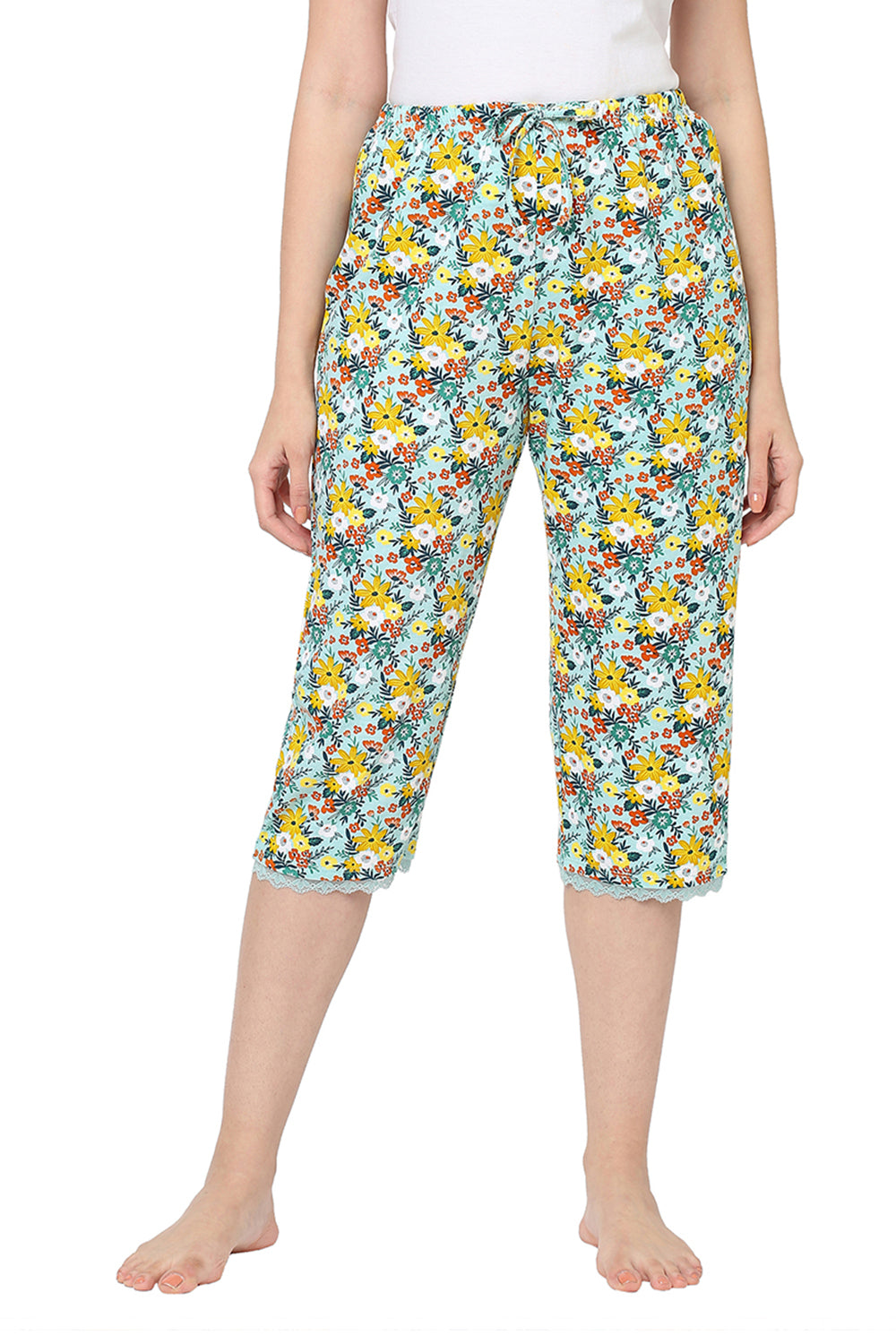 Organic Cotton Capri -ISL012-Blue Daisy