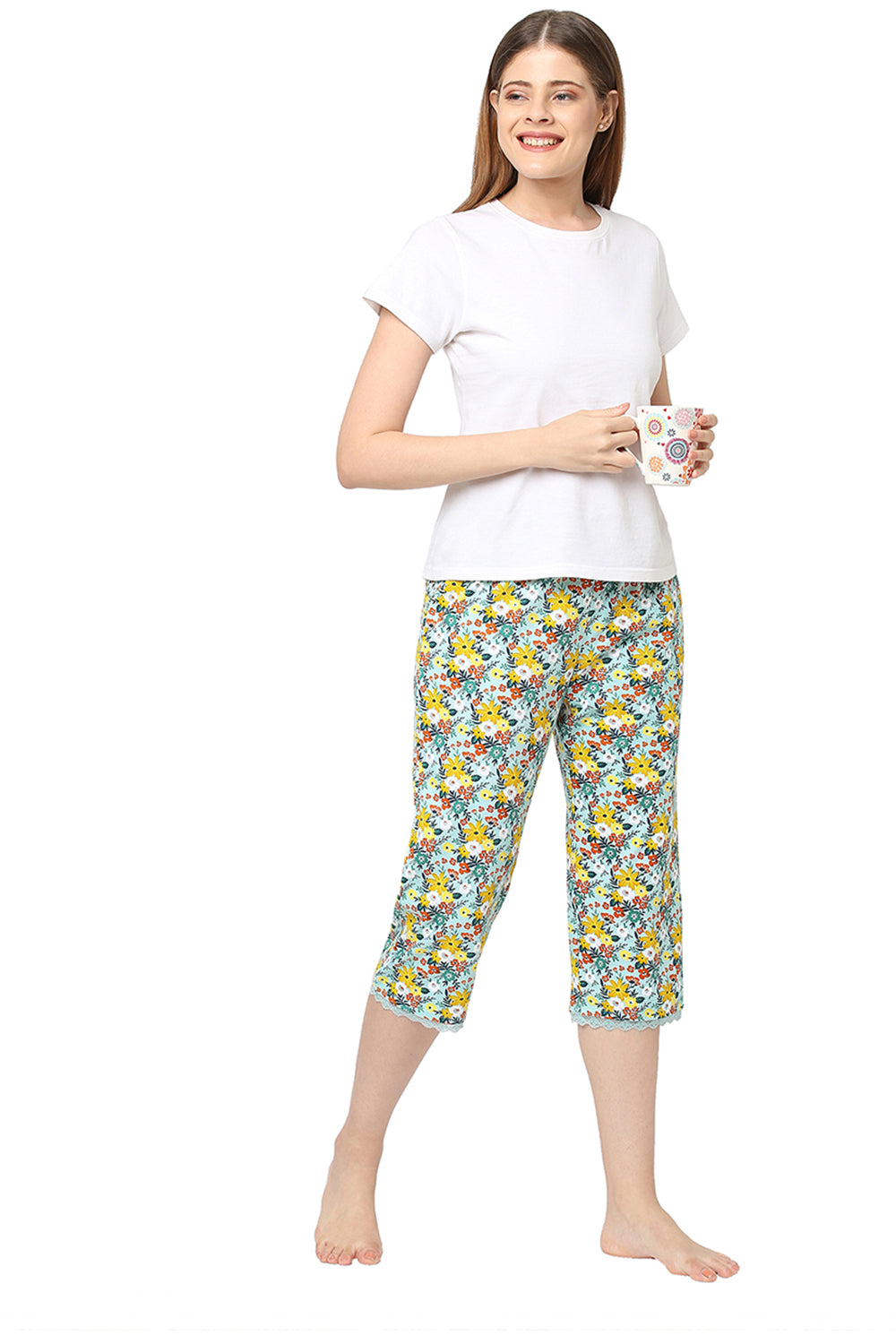 Organic Cotton Capri -ISL012-Blue Daisy