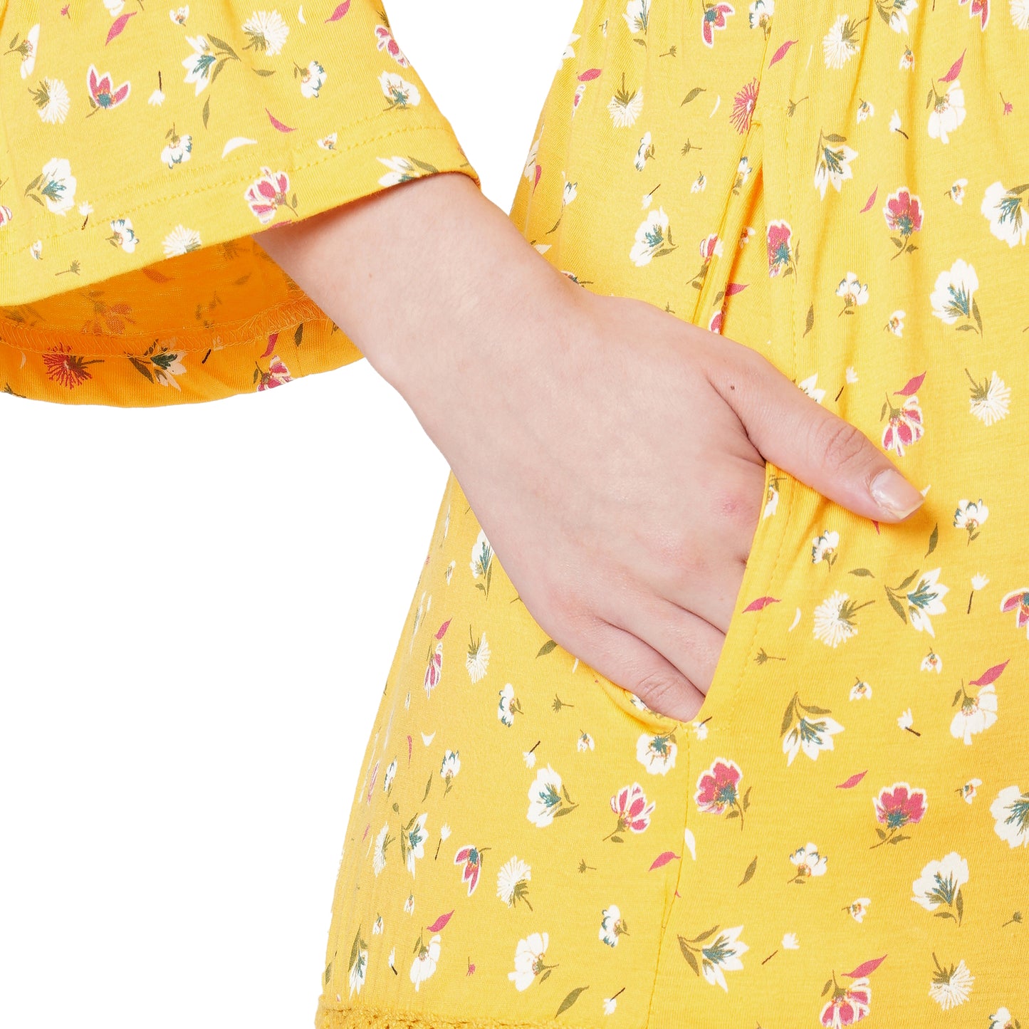 Organic Cotton Full length maternity nighty_ISML005-Daylily