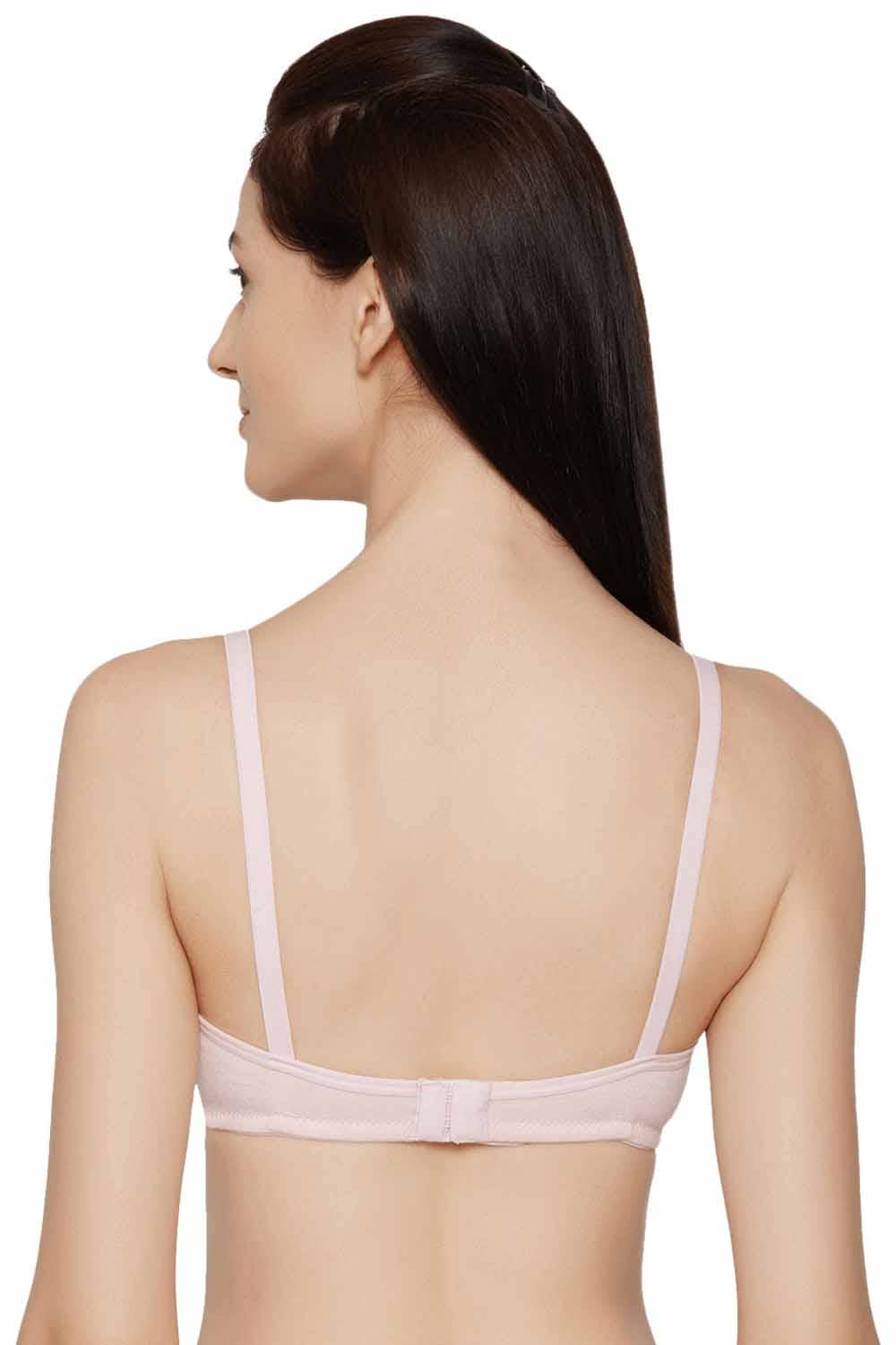 Organic Cotton Antimicrobial Padded Non-wired Lace touch T-shirt Bra-ISB067-