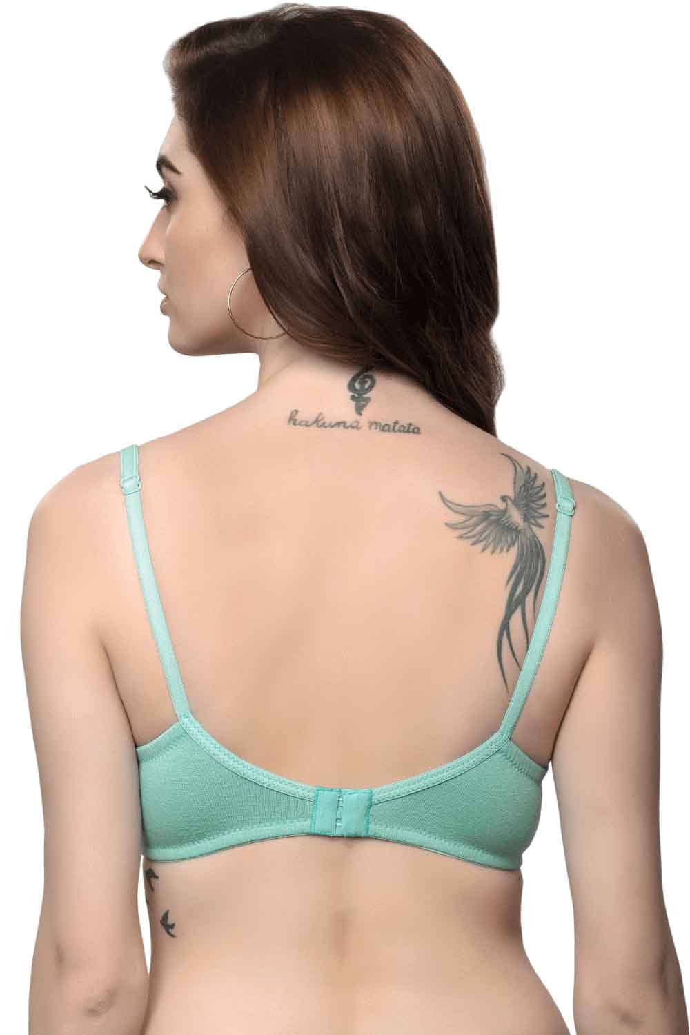 Organic Cotton Antimicrobial Laced non-Padded Bra-ISB019-Oceangreen-