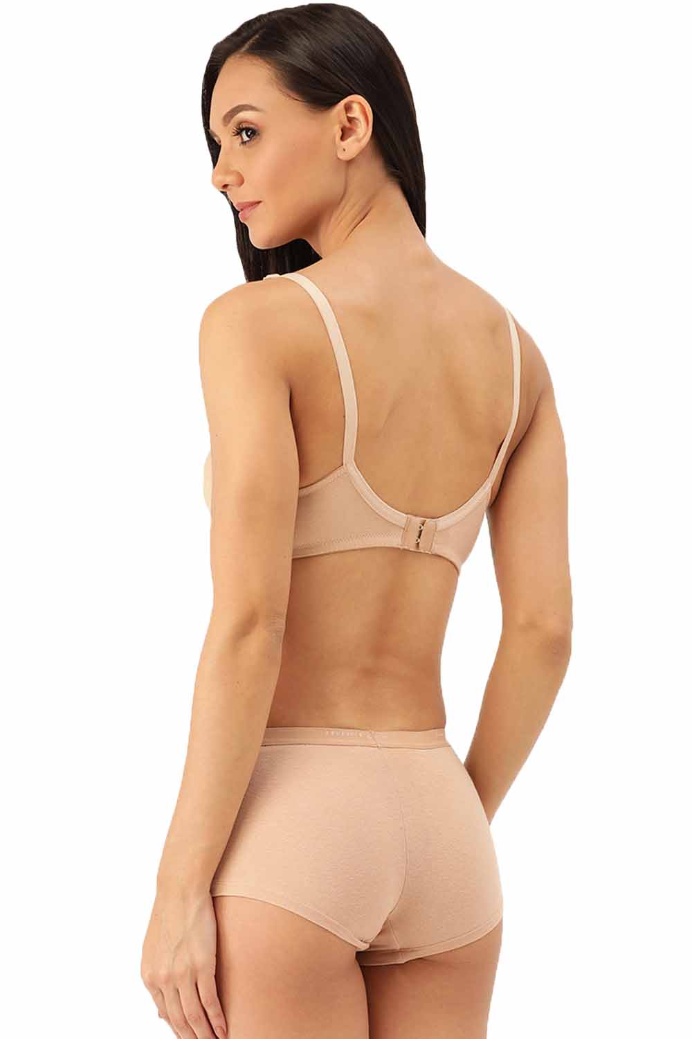Organic Cotton  Antimicrobial  Seamless Side Support Bra & Panty Set-ISBP057-Boyshorts-Skin-