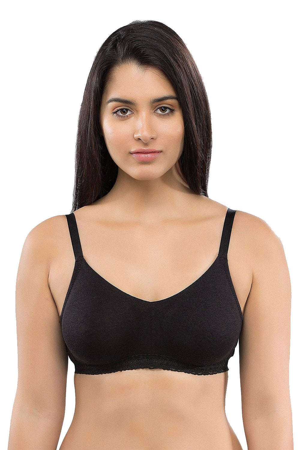 Organic Seamless Laced Bra (Pack of 3)-ISB054-Black_Black_M.White-