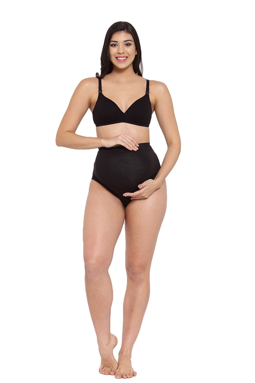 Organic Cotton Antimicrobial Maternity Panty- Pack of 2-IMPC101-Skin_Black-