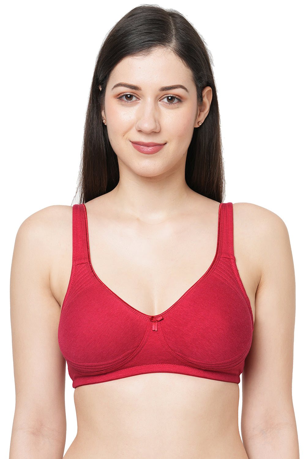 Organic Cotton Antimicrobial Seamless Side Support Bra-ISB057-Maroon-