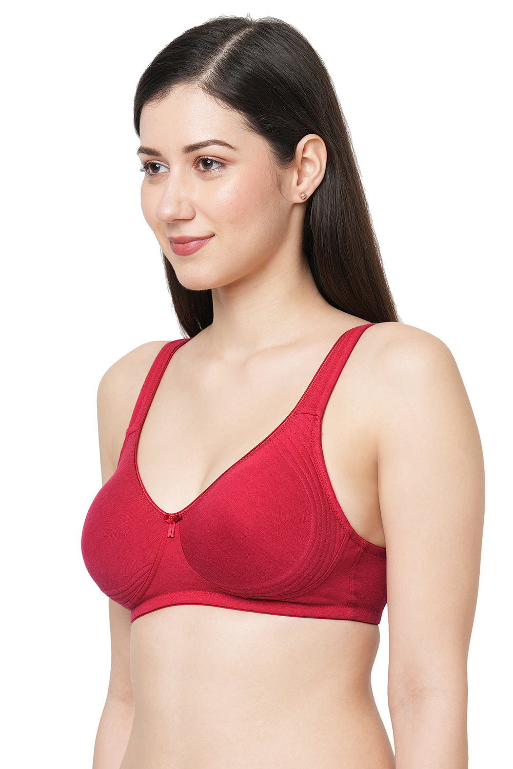 Organic Cotton Antimicrobial Seamless Side Support Bra-ISB057-Maroon-