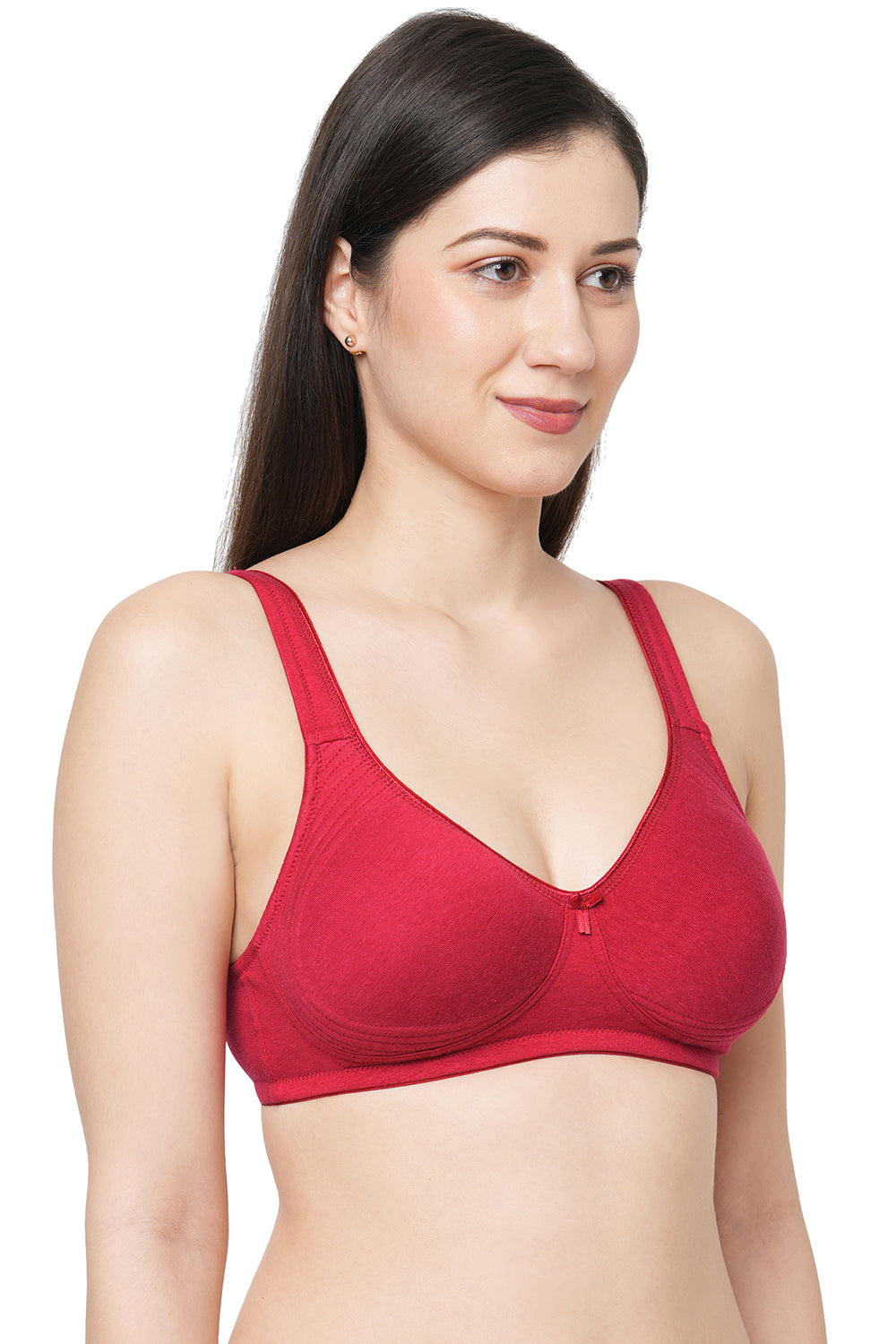 Organic Cotton Antimicrobial Seamless Side Support Bra-ISB057-Maroon-