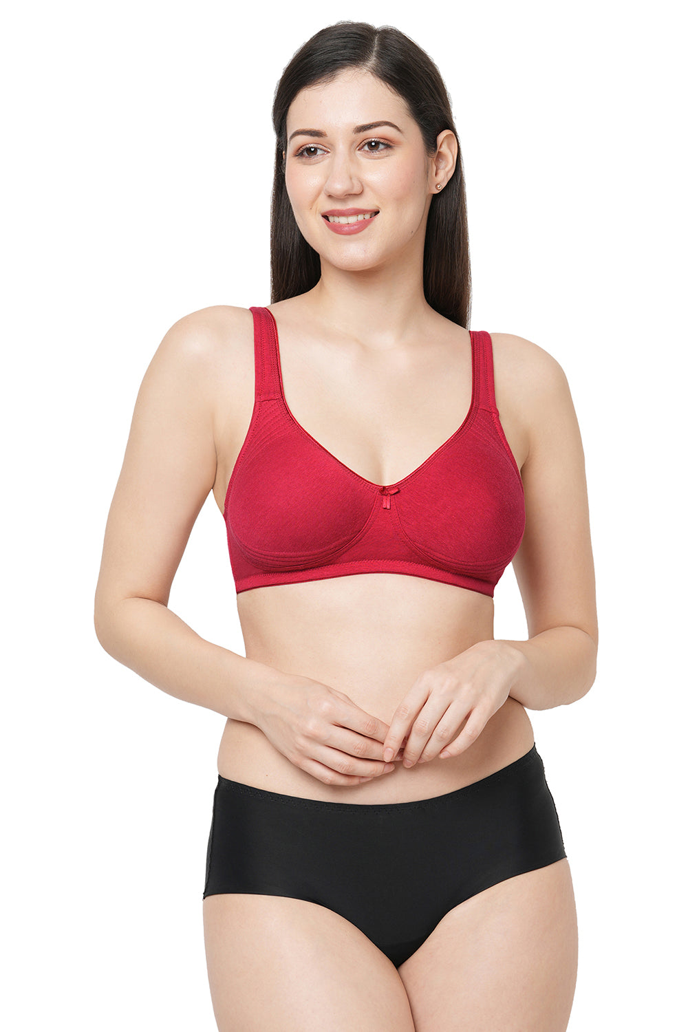 Organic Cotton Antimicrobial Seamless Side Support Bra-ISB057-Maroon-