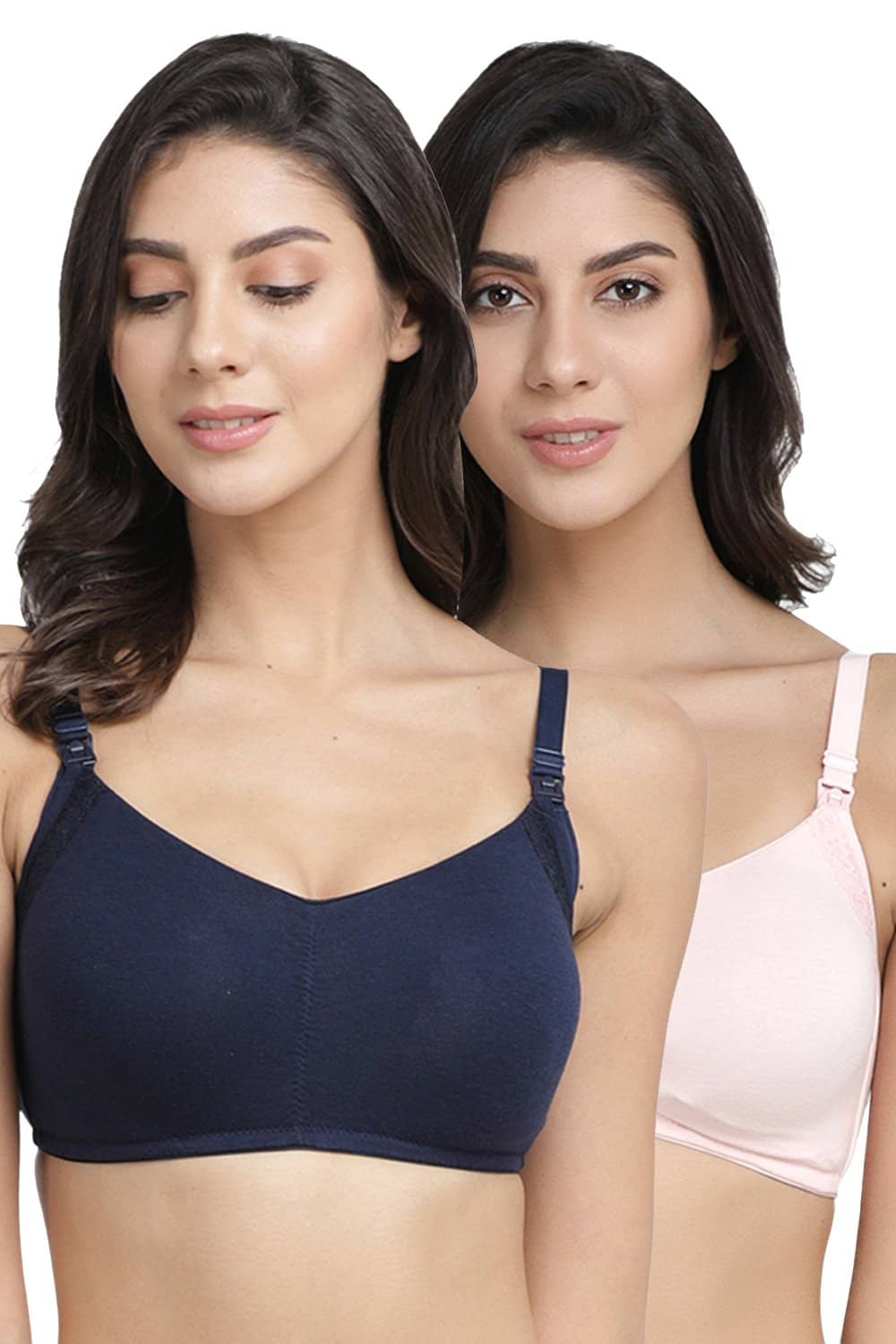 Organic Cotton Antimicrobial Soft Nursing Bra with Removable Pads (Pack of 2)-IMB001A_1B