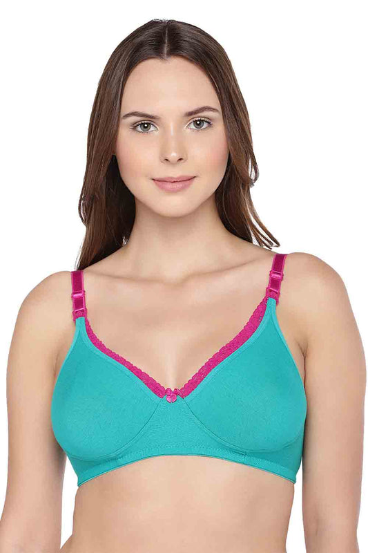 Organic Cotton Antimicrobial Laced Soft Nursing Bra-IMB003B