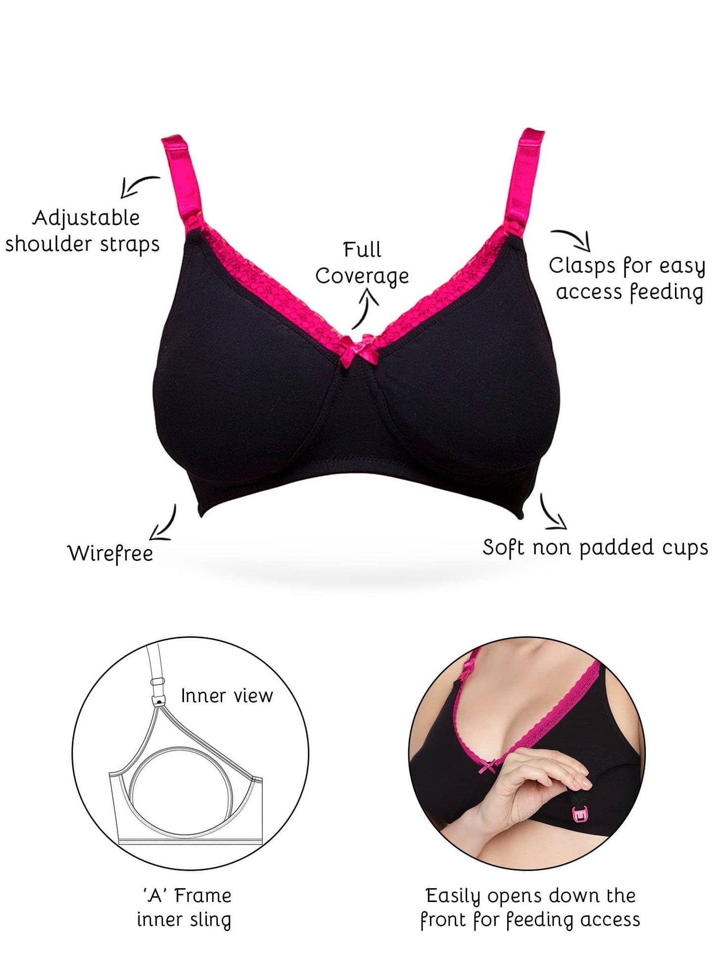 Organic Cotton Antimicrobial Soft Nursing Bra-IMB003C