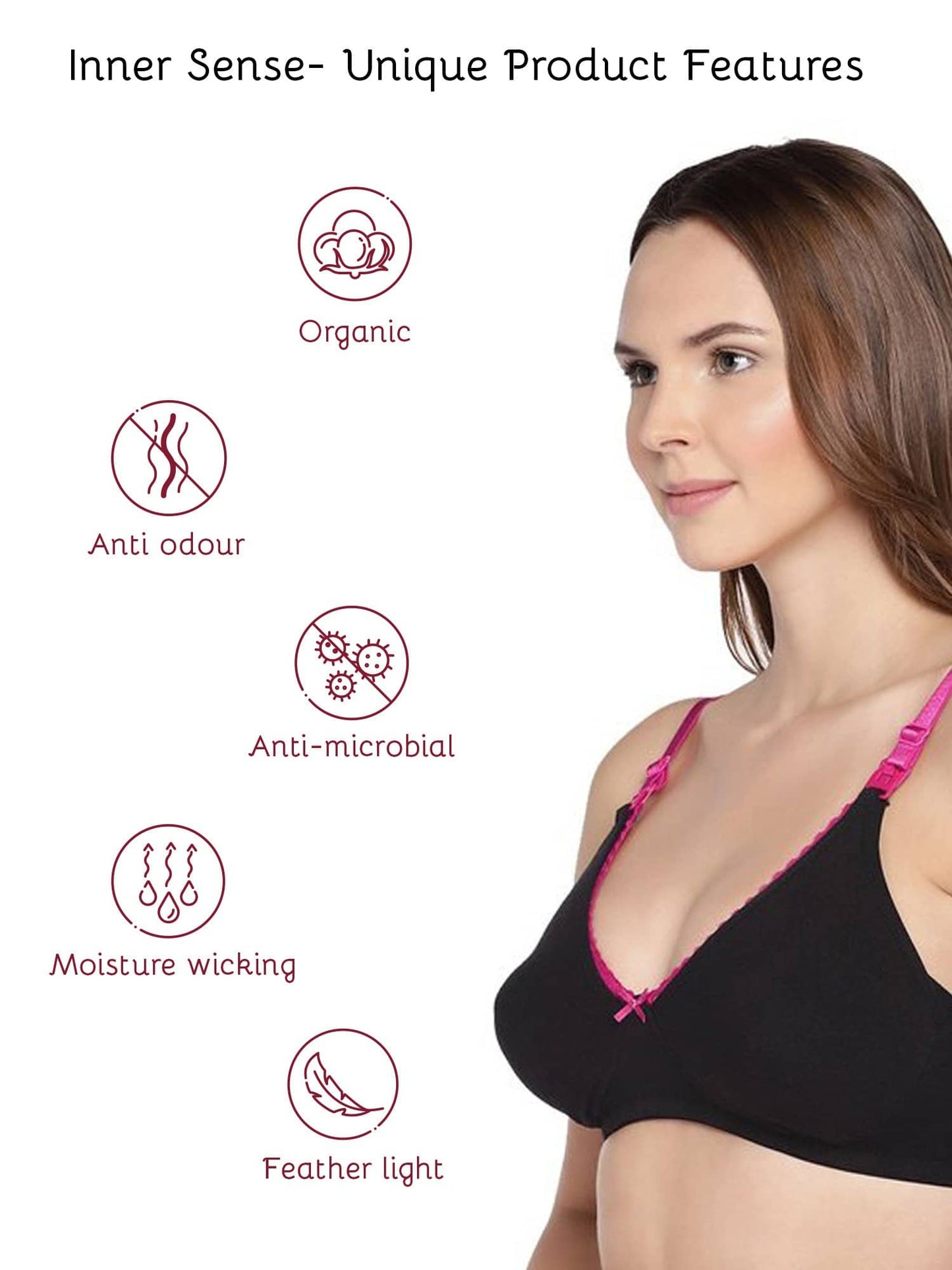 Organic Cotton Antimicrobial Soft Nursing Bra-IMB003C