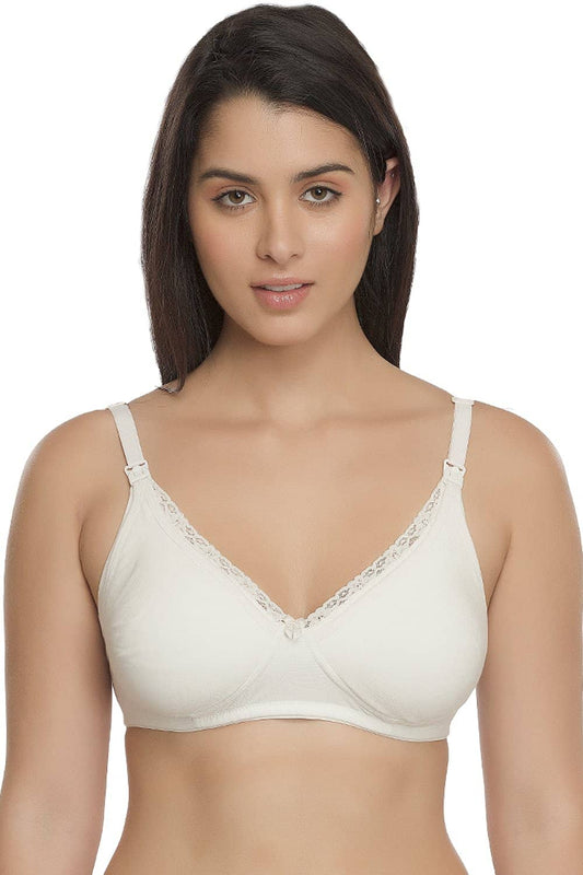 Organic Cotton Antimicrobial Laced Soft Nursing Bra-IMB003E