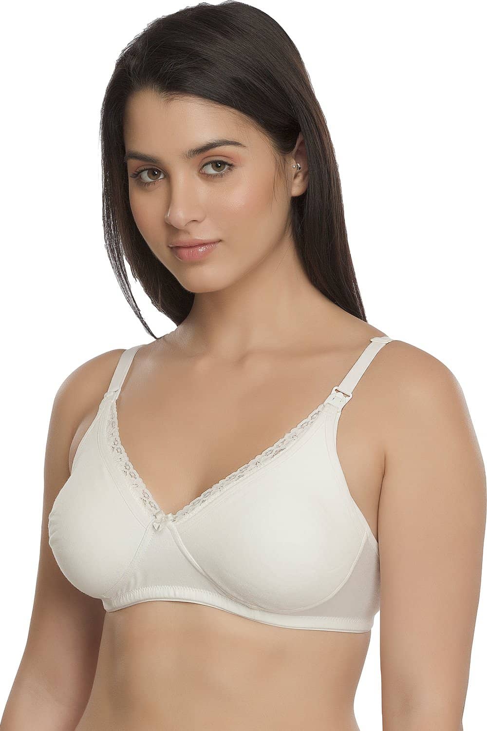 Organic Cotton Antimicrobial Laced Soft Nursing Bra-IMB003E