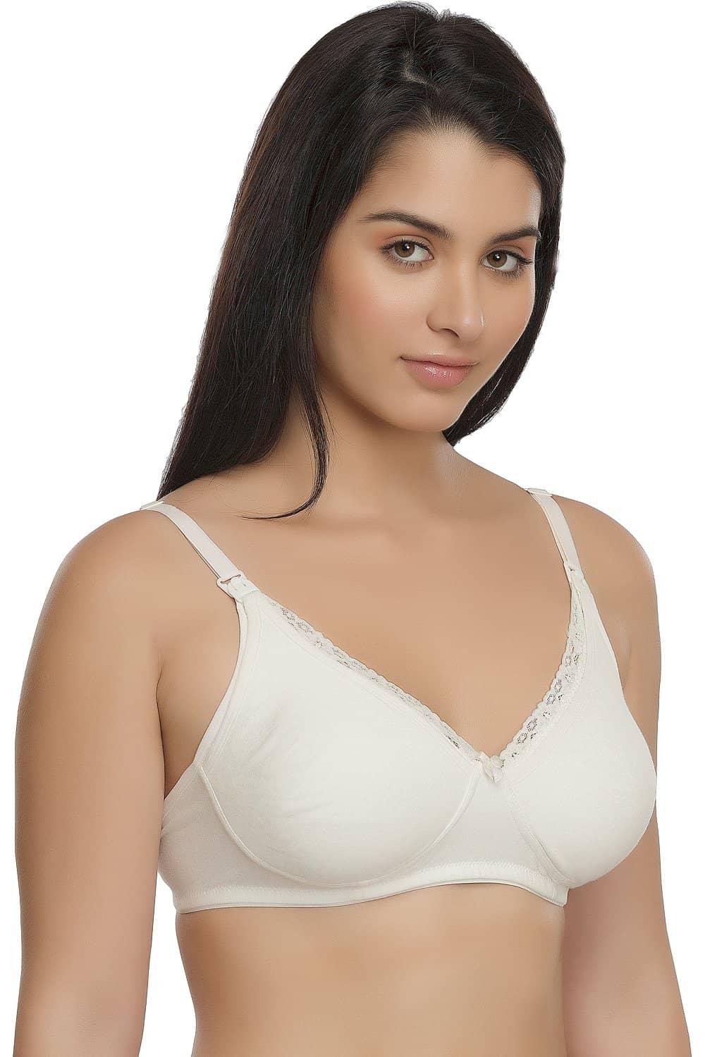 Organic Cotton Antimicrobial Laced Soft Nursing Bra-IMB003E