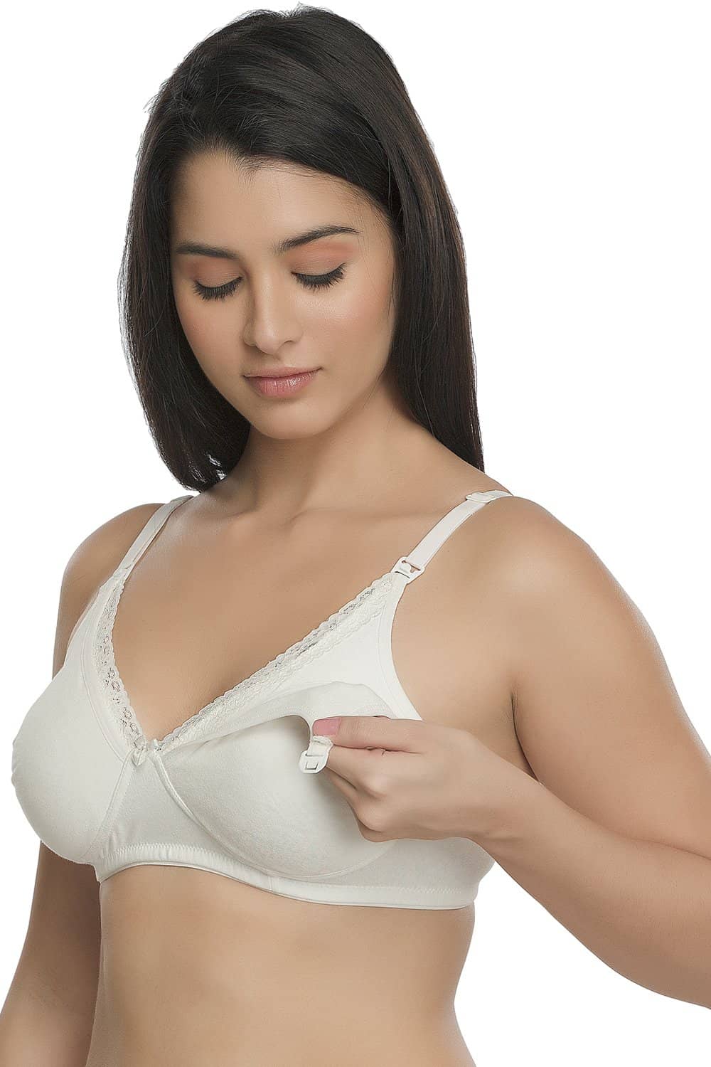 Organic Cotton Antimicrobial Laced Soft Nursing Bra-IMB003E