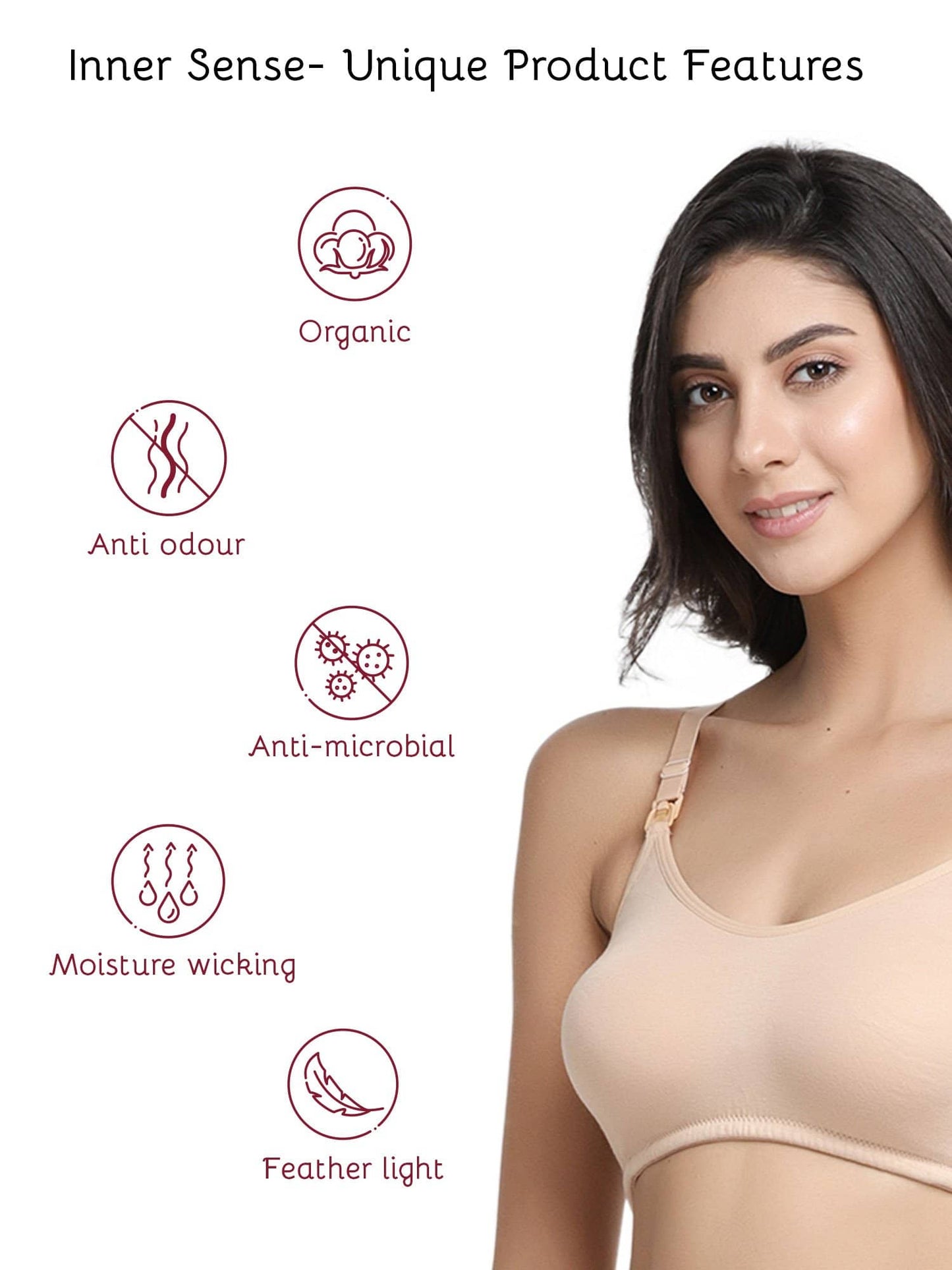 Organic Cotton Antimicrobial Soft Nursing Bra-IMB004A