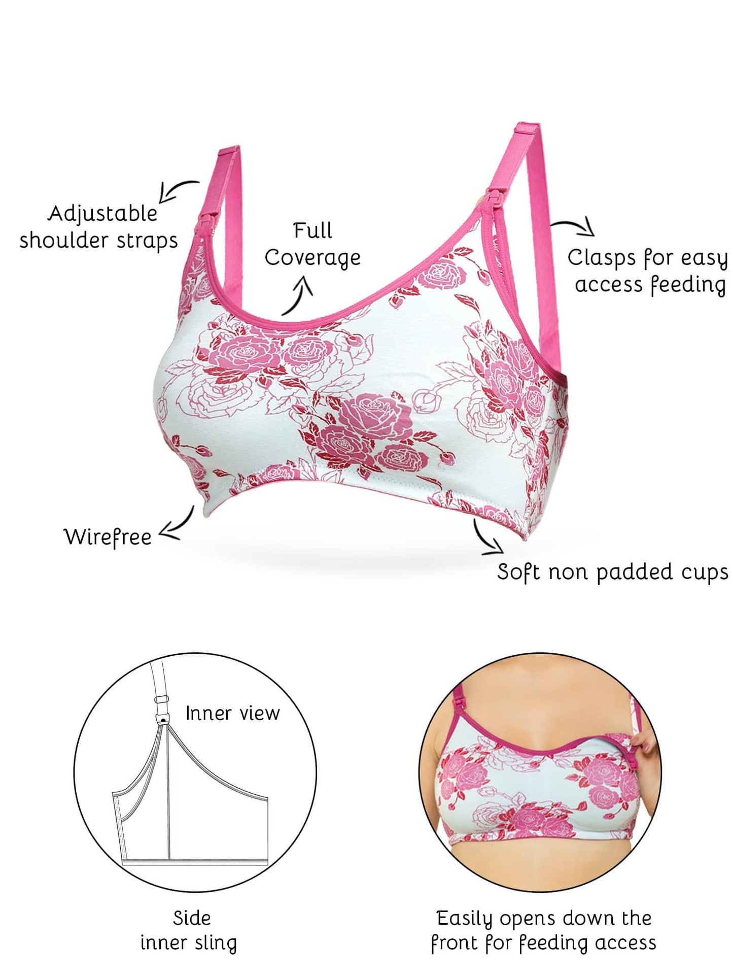 Organic Cotton Antimicrobial Soft Nursing Bra-IMB004C