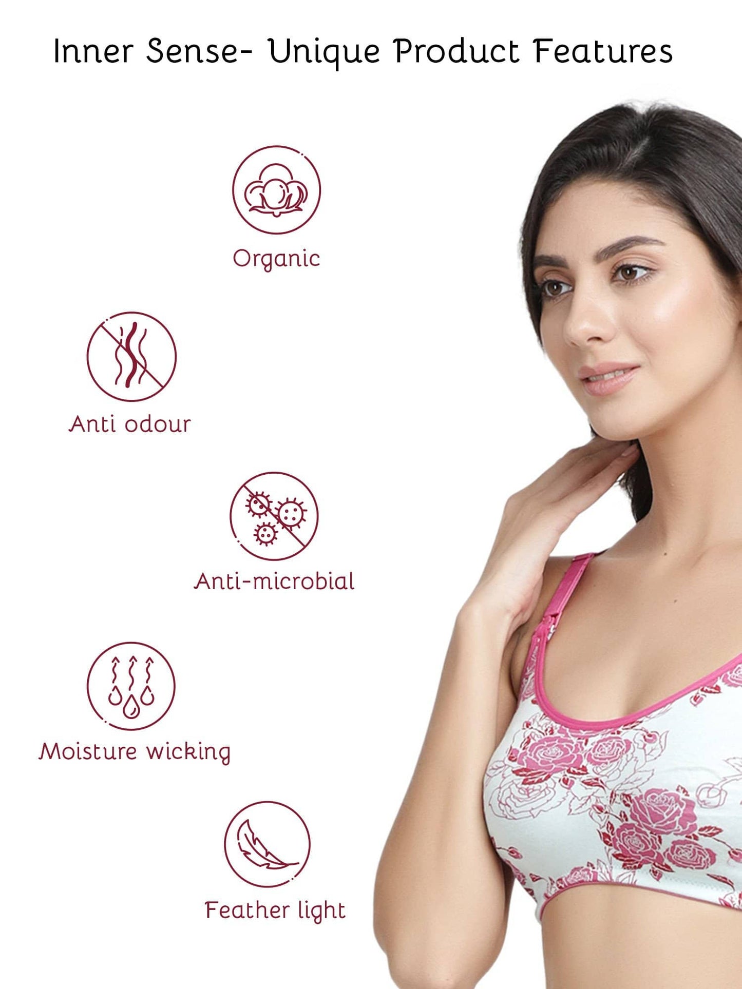 Organic Cotton Antimicrobial Soft Nursing Bra-IMB004C