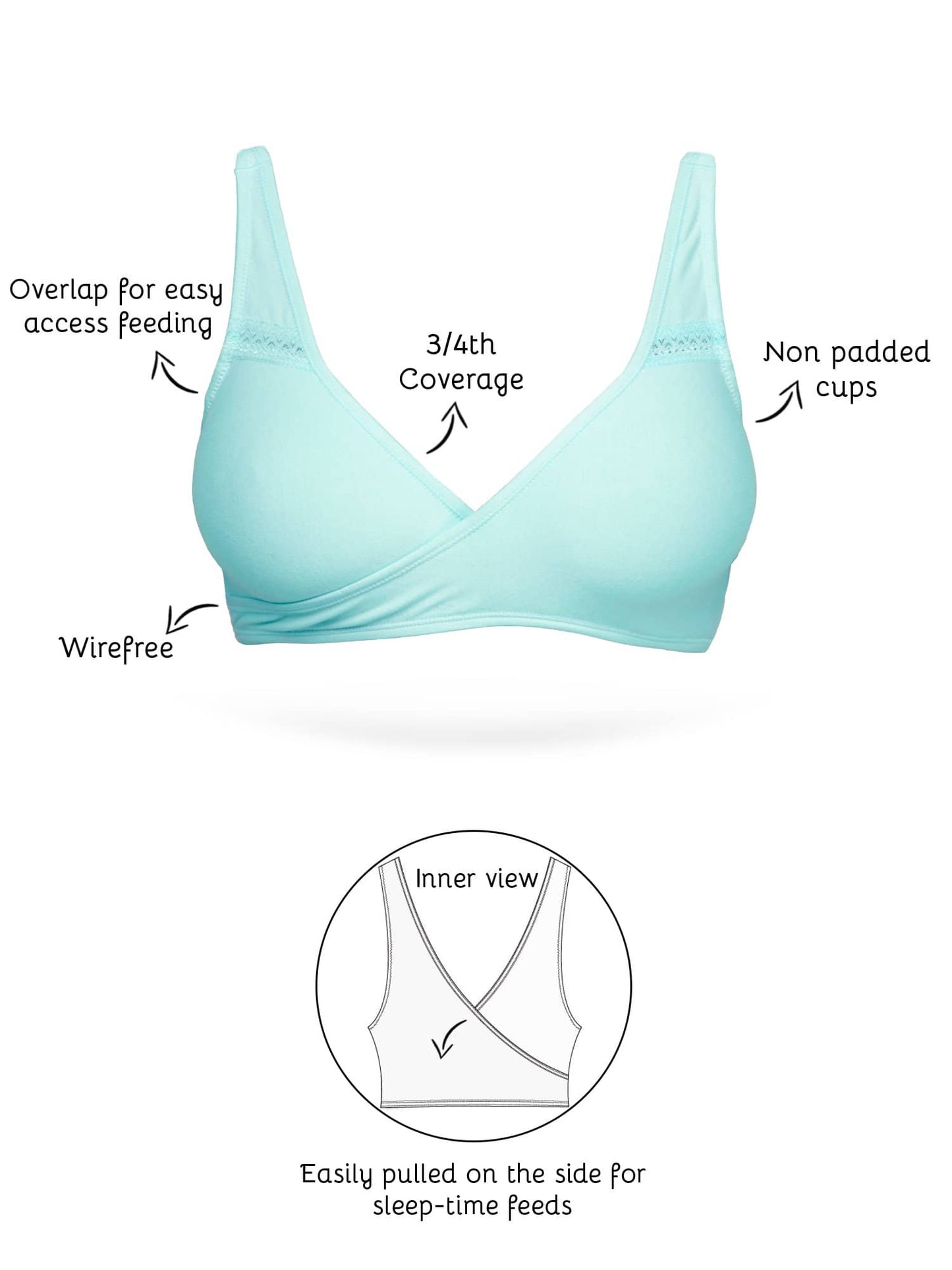 Organic Cotton Antimicrobial Sleeping/Feeding Bra-IMB007C