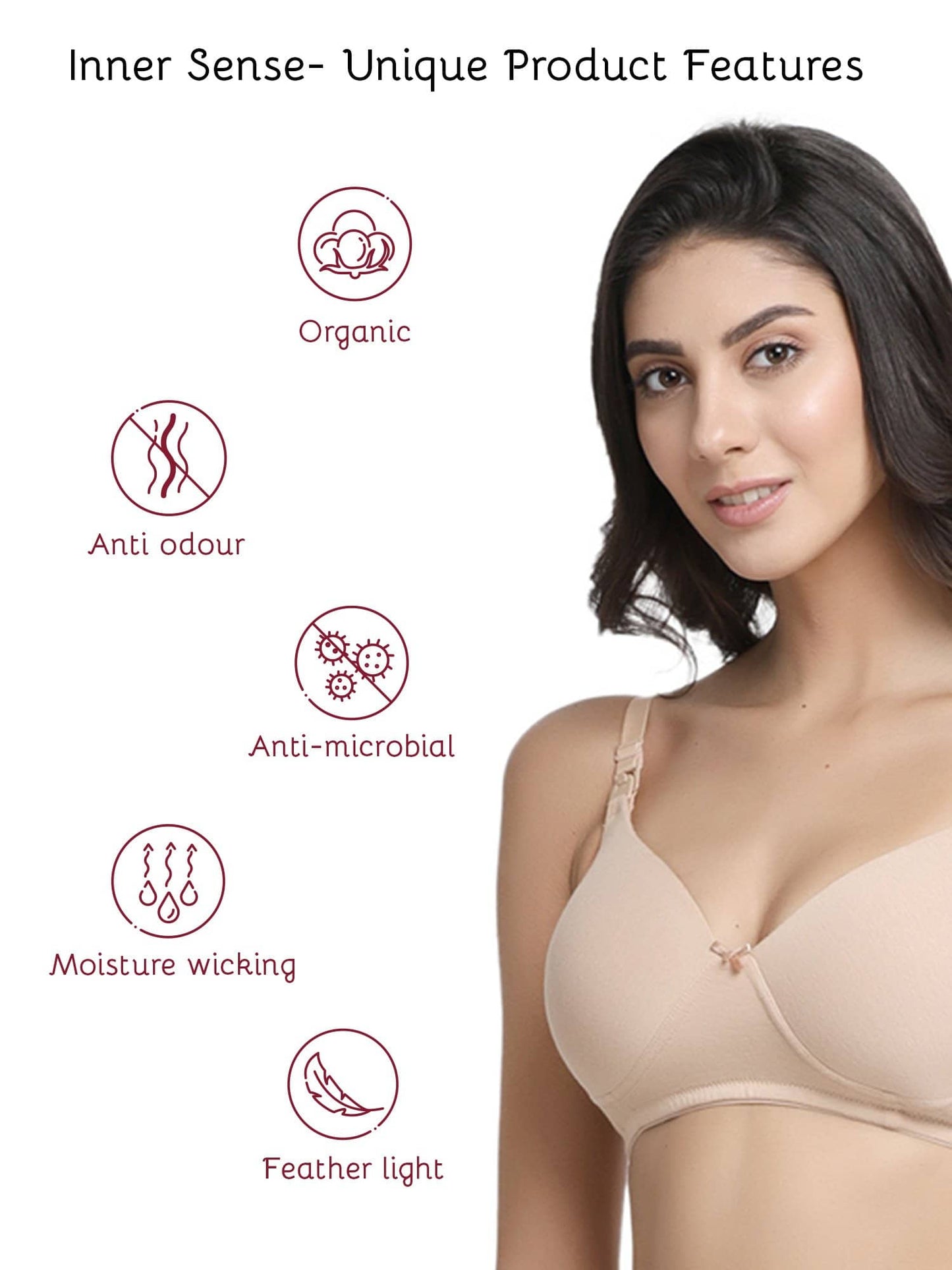 Organic Cotton Antimicrobial Padded Nonwired Feeding Bra-IMB009B