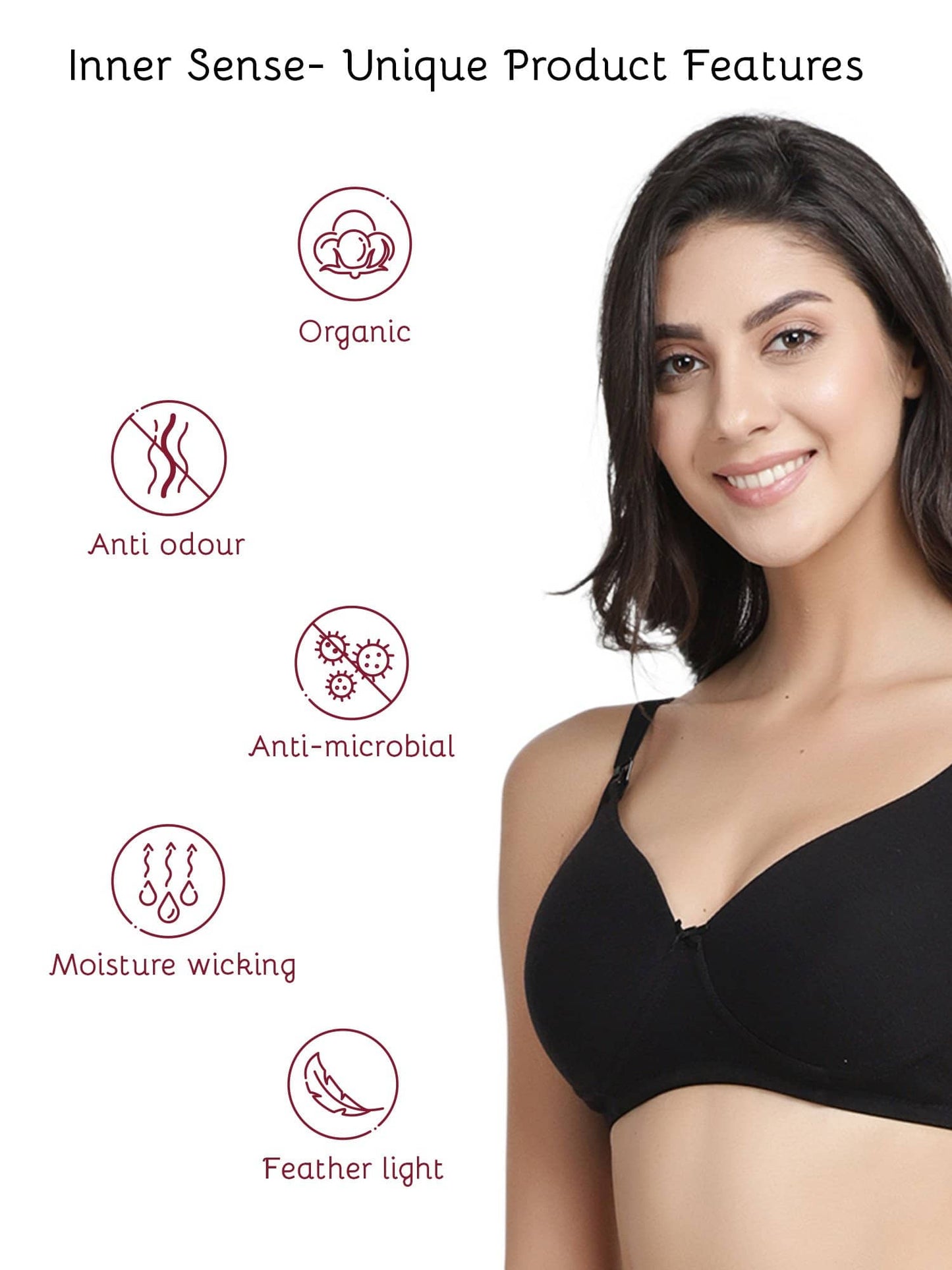 Organic Cotton Antimicrobial Padded Nonwired Feeding Bra-IMB009C