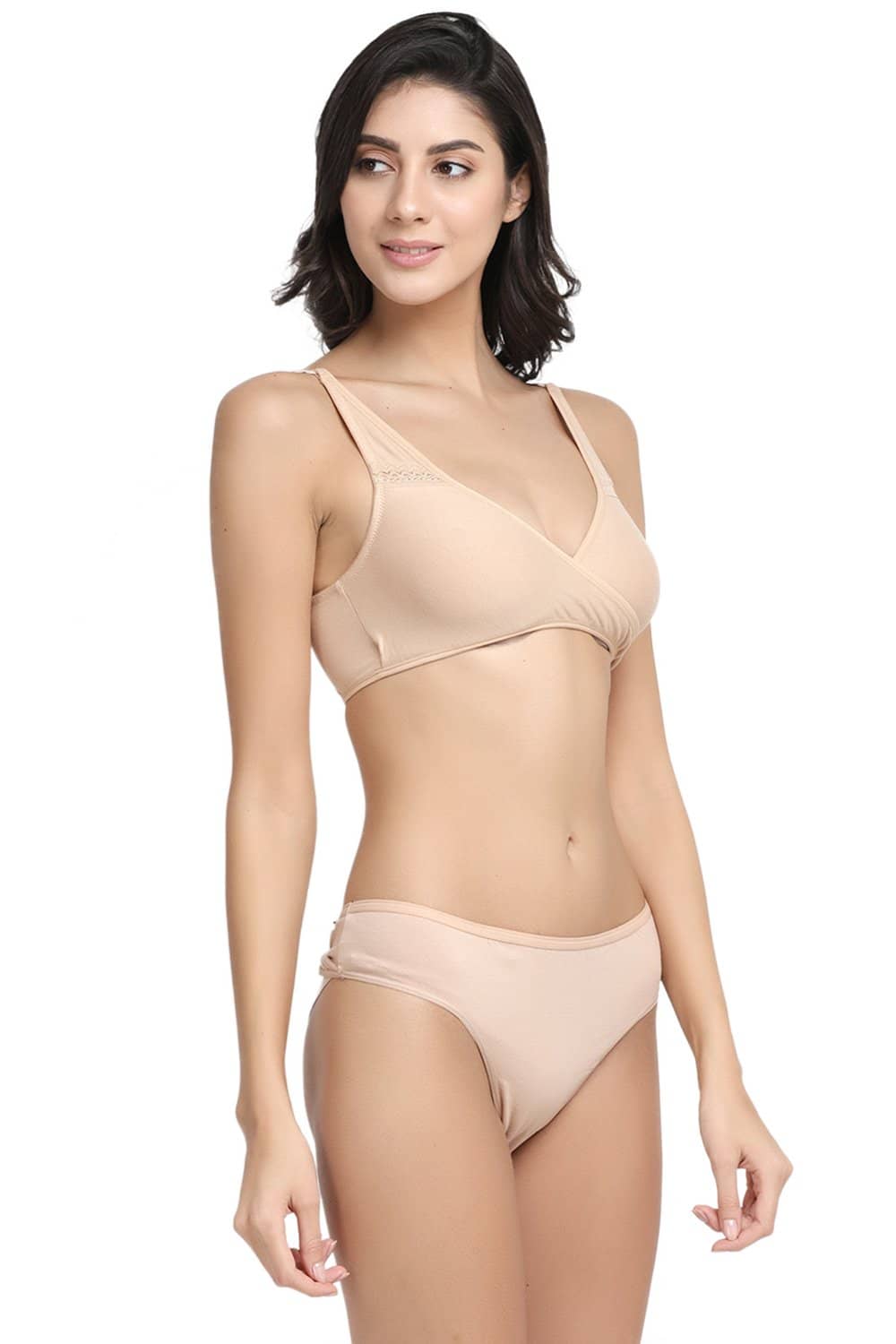 Beige NonWired Non Padded Maternity Bra & Panty Set-IMBP007F