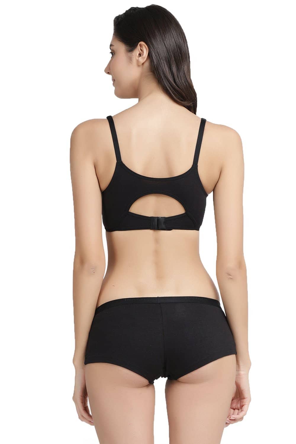 Black NonWired Non Padded Maternity Bra & Panty Set-IMBP007G