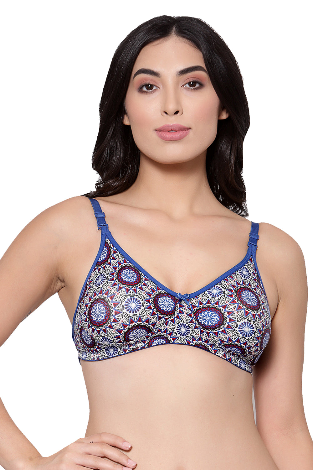 Organic Cotton Antimicrobial Backless Non-Padded Seamless bra-ISB100-Blue Print-