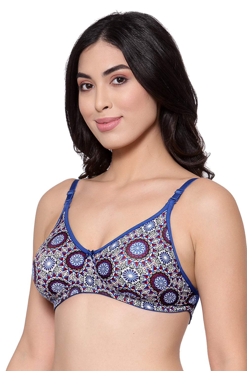 Organic Cotton Antimicrobial Backless Non-Padded Seamless bra-ISB100-Blue Print-