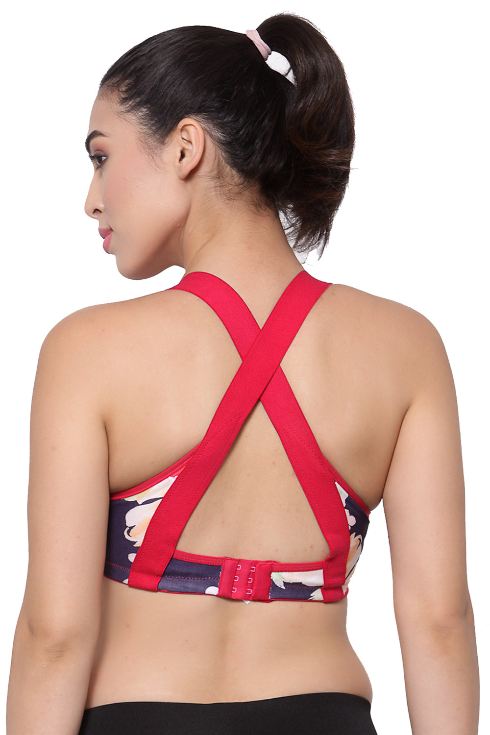 Organic Cotton Antimicrobial Medium Impact Sports Bra-ISB071-Purple Floral-