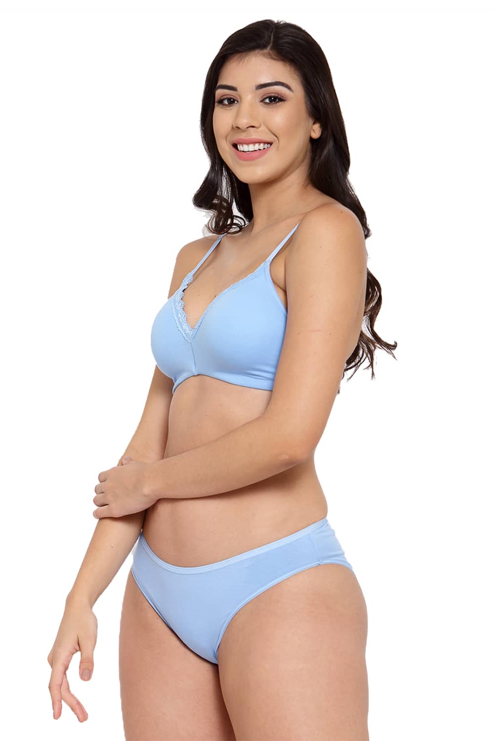 Organic Cotton Antimicrobial Padded  Bra & Panty  Set-ISBP105_IMP004-Sky blue-